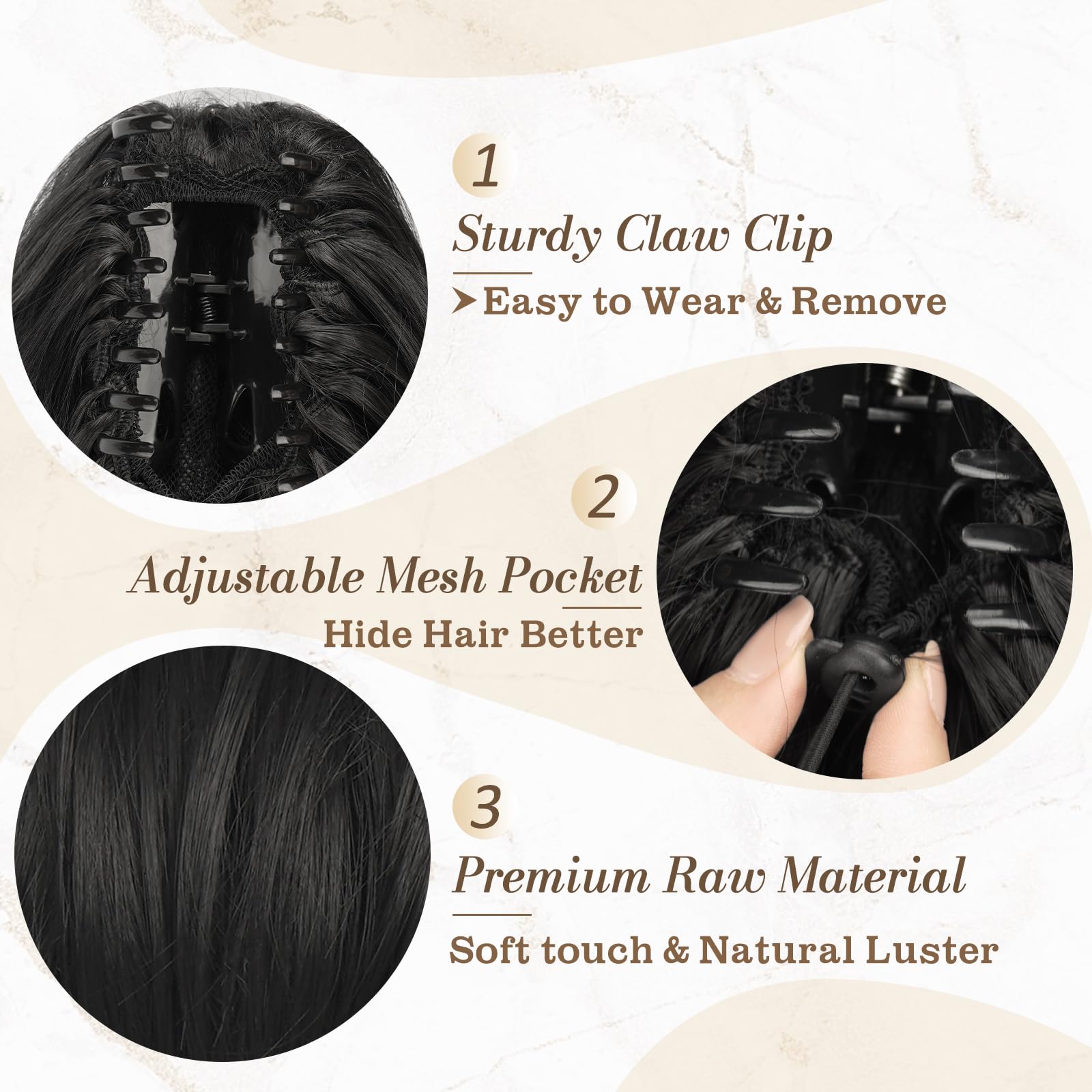 8 Inch Claw Clip Hair Bun Extension for Straight Hair - Perfect for Updos, Ponytails & Everyday Hairstyles