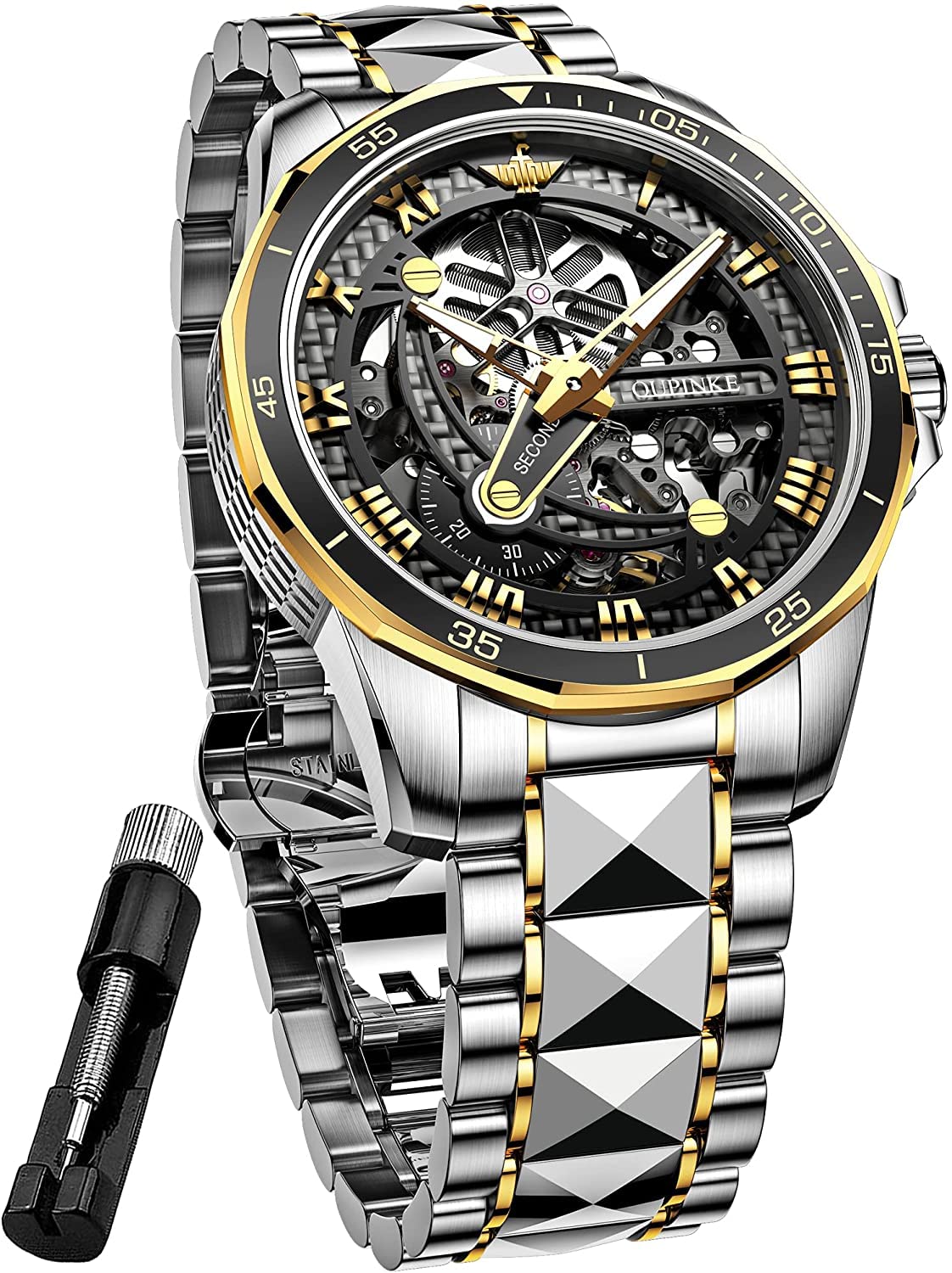 Luxury Automatic Skeleton Men's Watch - Self-Winding Mechanical Movement, Sapphire Crystal, Tungsten Steel, Waterproof, Luminous - Perfect for Business, Formal Events & Everyday Wear