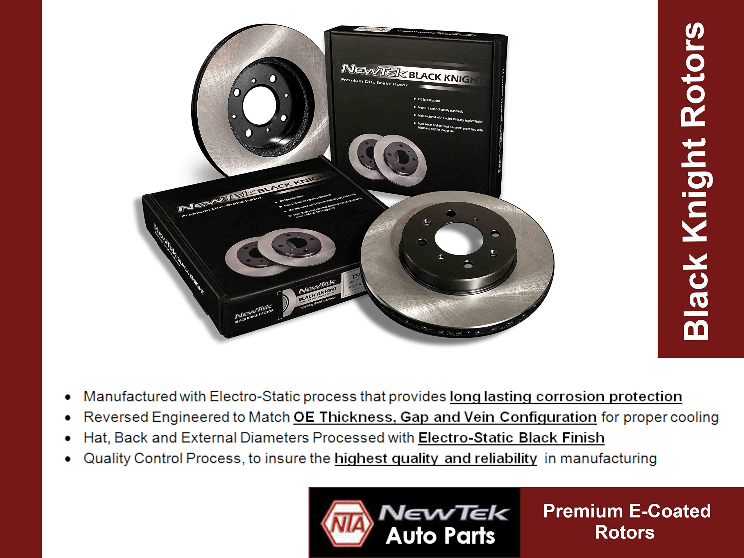 Premium Black E-Coat Front Rotor Pair (Set of 2) - High Performance Brake Rotors for Cars, Trucks & SUVs - Perfect for Smooth Braking & Enhanced Safety on Roads