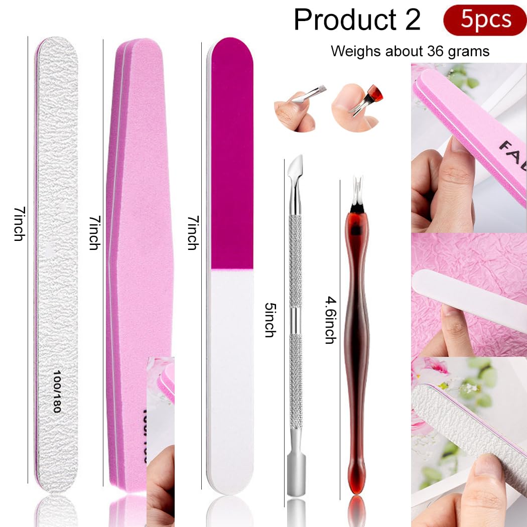 8 Colors Sparkling Crystal Diamond Nail Powder Set with 5-Piece Nail Art Tools - Stainless Steel Dual End Pusher, Nail File Buffer & Glitter Pigment Powder for Professional Manicure & Pedicure | DIY Nail Design, Salon Quality, Home & Professional Use