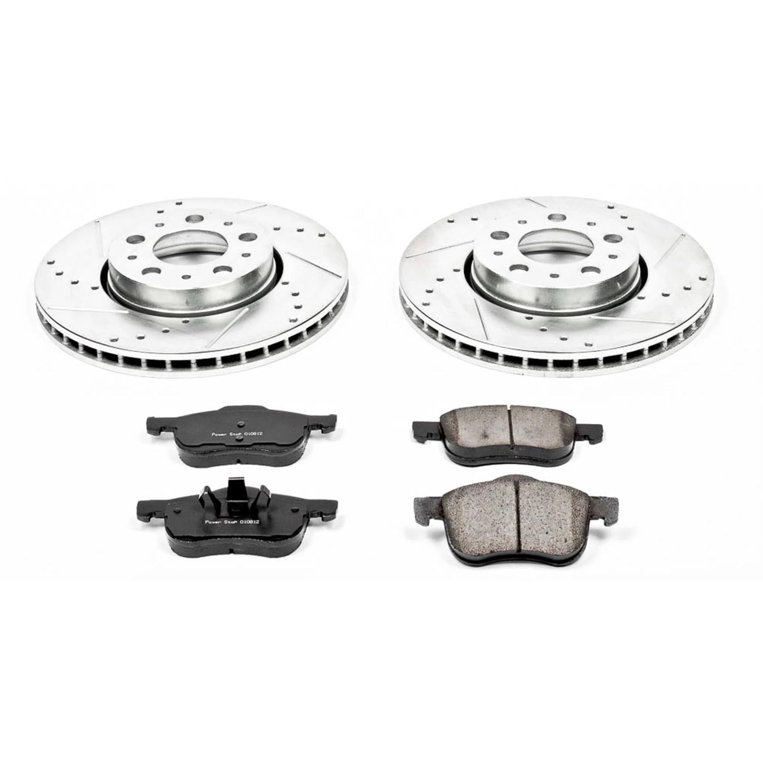 Power Stop K3004 Z23 Carbon Fiber Brake Pads & Drilled Slotted Rotors Kit - Front Brake Upgrade for High-Performance Cars, Trucks & SUVs | Perfect for Racing, Towing & Daily Driving
