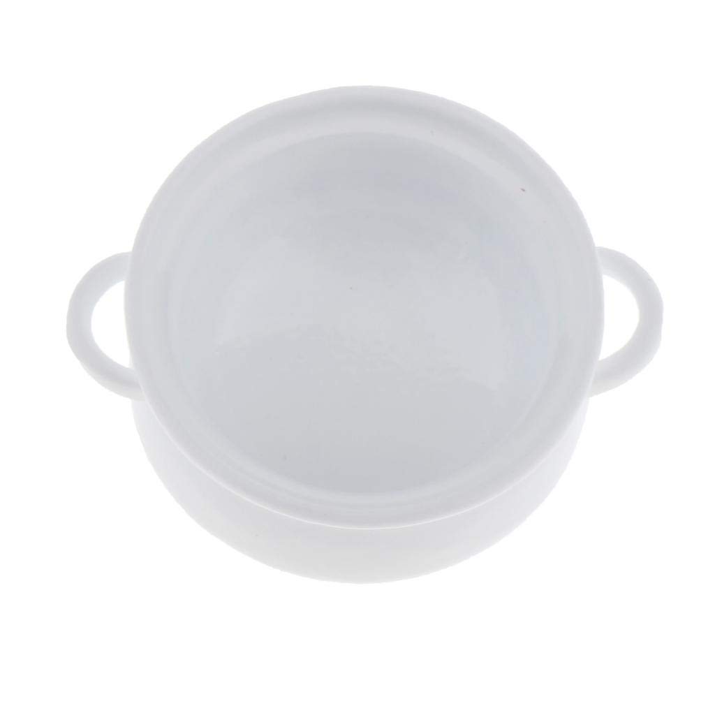 1:12 Scale Miniature Dollhouse Soup Pot with Lid - White Ceramic Kitchen Decor Accessory for Dollhouse, DIY Crafts, and Collectible Displays