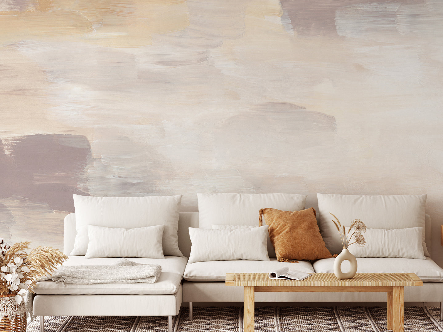 Beige Brush Strokes Wall Mural CCM074 - Modern Abstract Wallpaper for Living Room, Bedroom & Office Decor