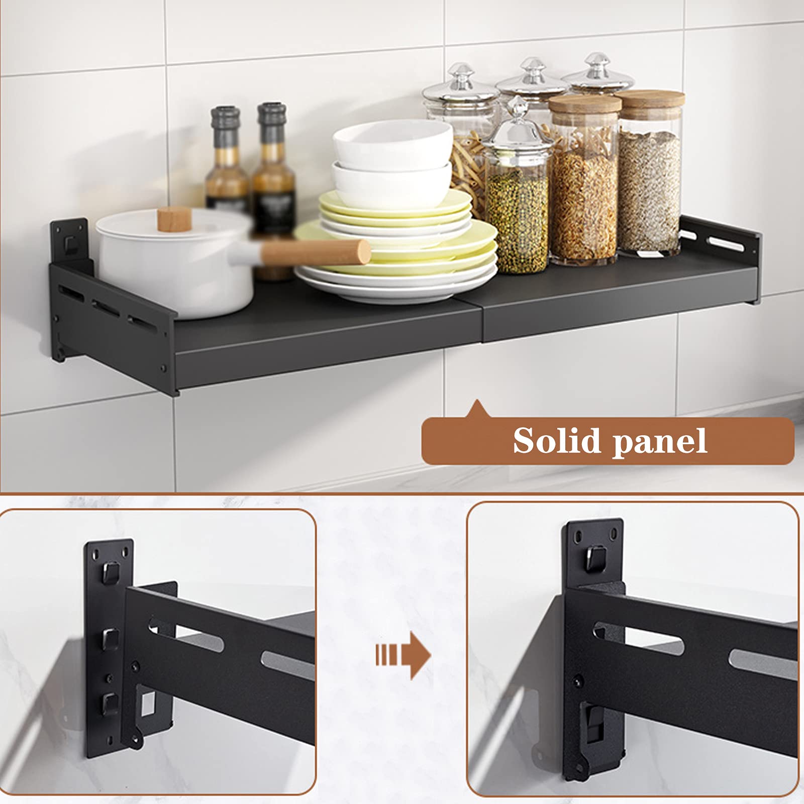 Universal Adjustable Stainless Steel Microwave Oven Rack - Wall Mounted Retractable Kitchen Storage Shelf for Microwave & Oven | Space-Saving Solution for Small Kitchens & Countertop Organization