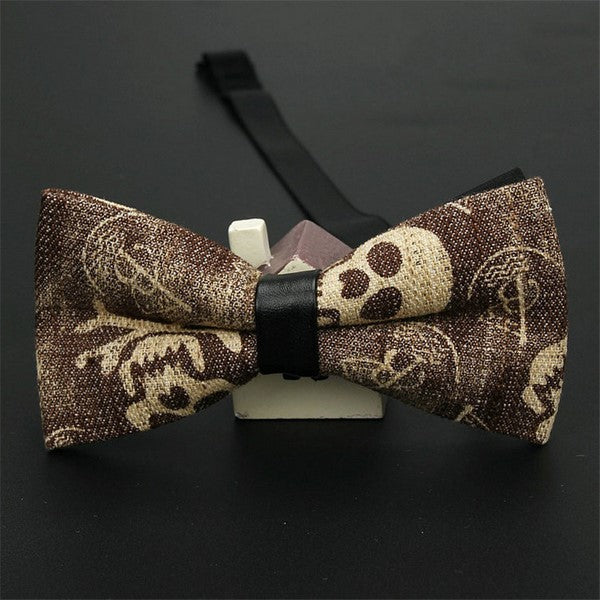 Stylish Pajarita Skull Print Bow Tie - Perfect for Halloween, Day of the Dead, and Gothic Fashion Events