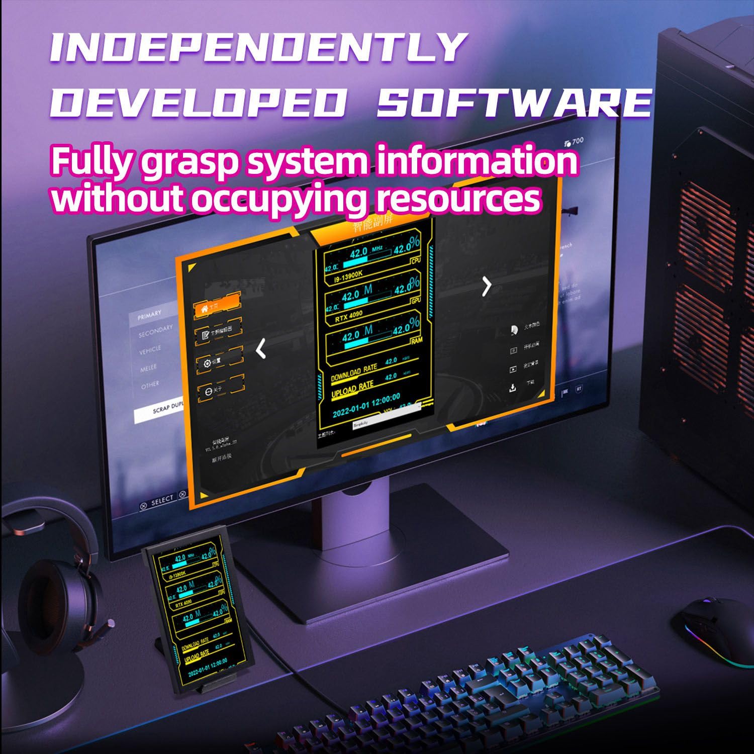 5 Inch IPS LCD Monitor Screen with AIDA64 Driver Control Card - Easy-to-Use Secondary Display for ITX PC Case | Perfect for System Monitoring, Gaming Rigs & Compact Computer Setups