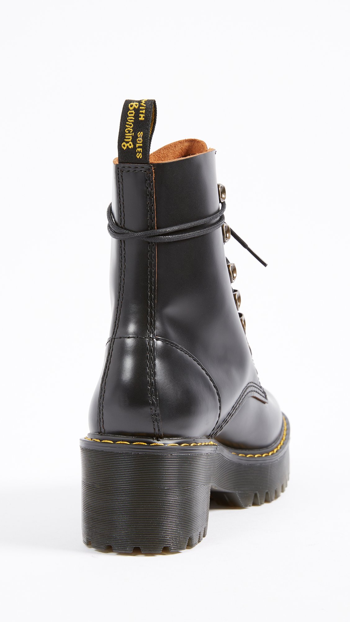 Dr. Martens Women's Leona Leather Heeled Boots - Chunky Heel Ankle Boots for Women, Comfortable & Stylish (Perfect for Office, Night Out & Fall Fashion)