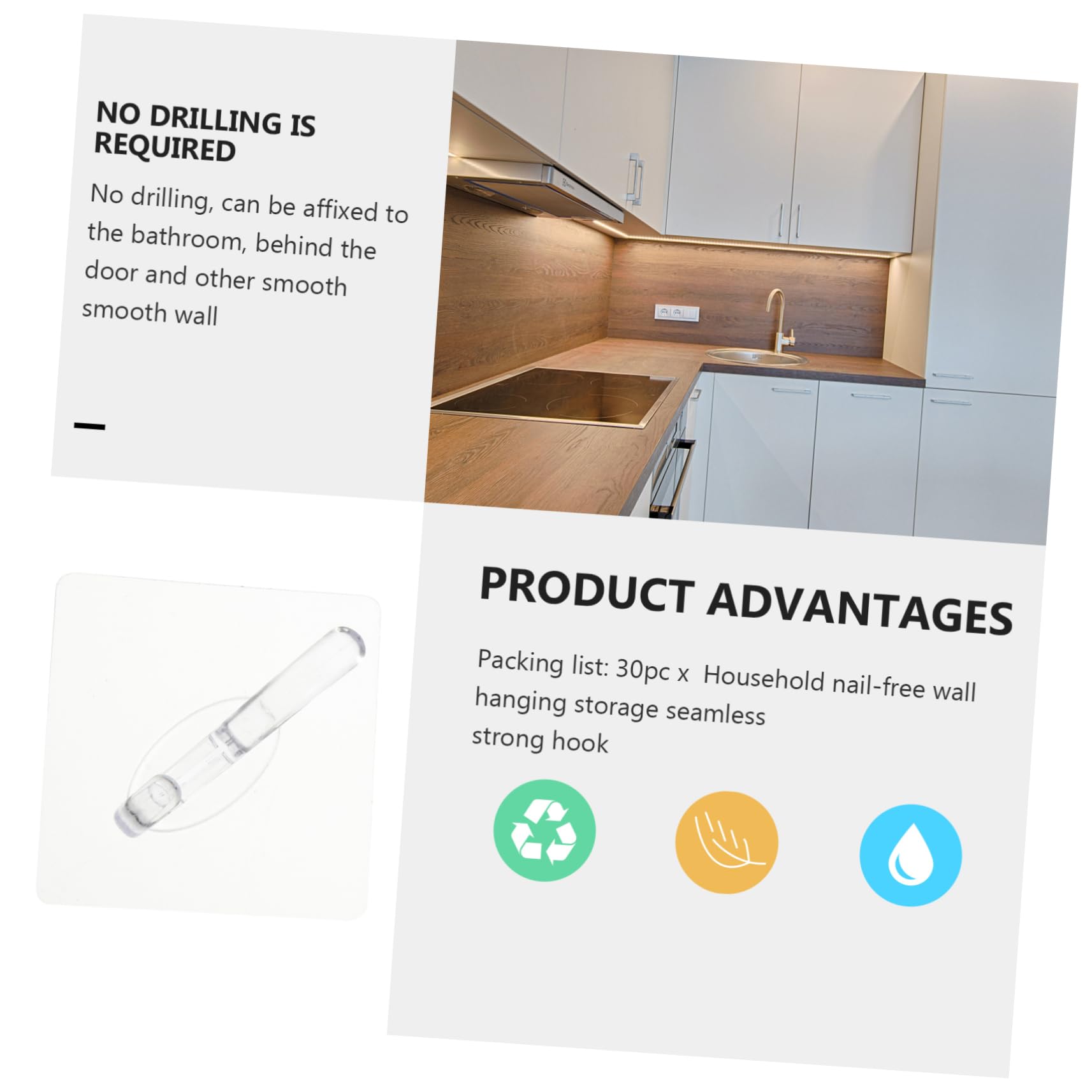 Cabilock Adhesive Hooks - 4 Pack Waterproof Bathroom Towel Hooks, Strong Sticky Wall Hooks for Kitchen, Bathroom, Bedroom Organization - Perfect for Hanging Towels, Robes, Keys and Decor