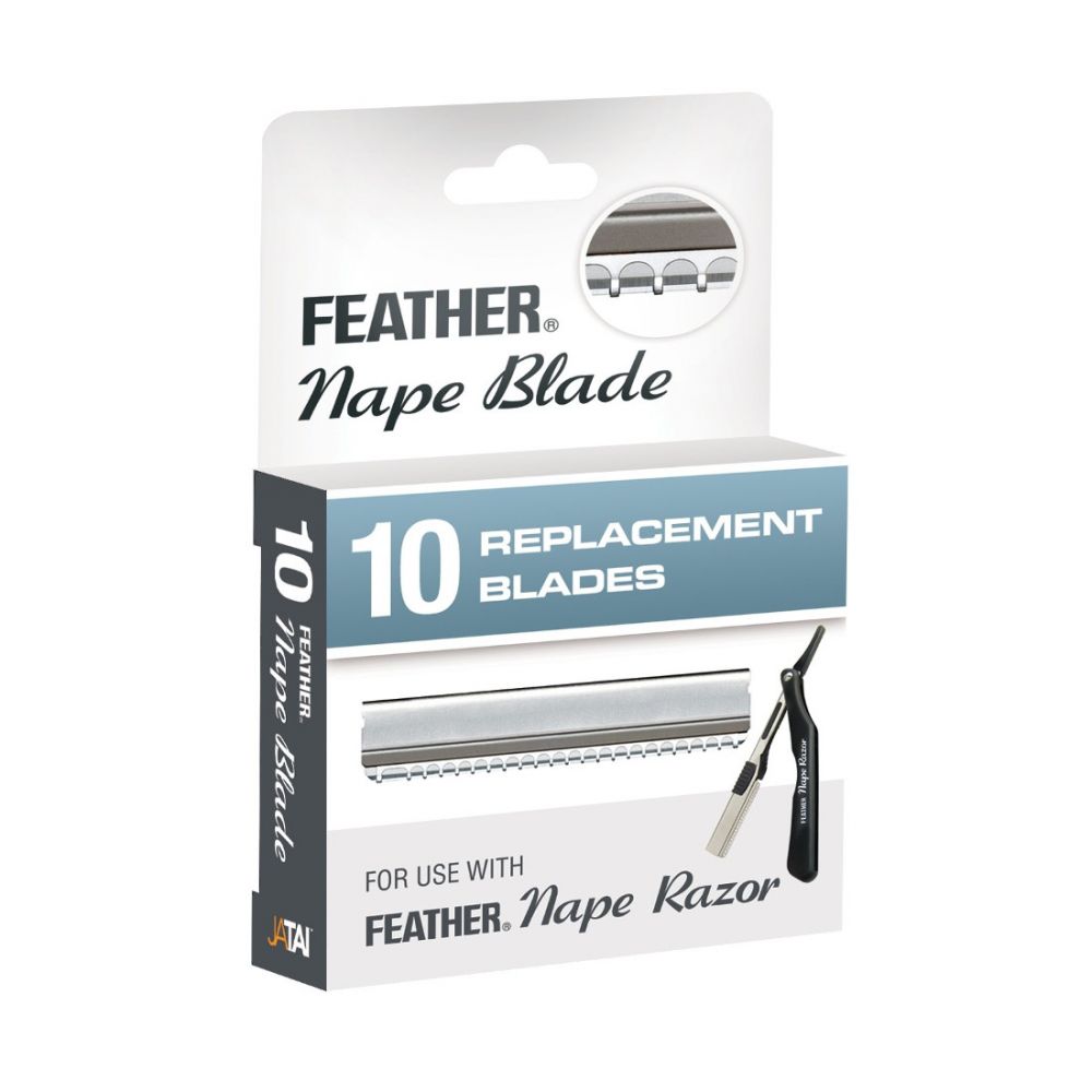 10 Pack Feather Nape Blades with Micro Guard - Professional Hair Cutting & Styling Tools for Barbers & Stylists