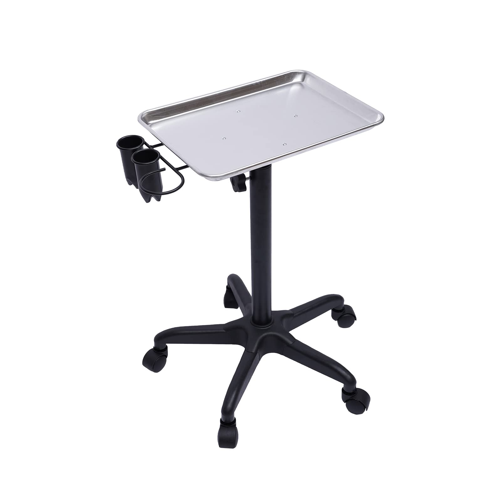**Adjustable Height Salon Tray Cart with Wheels & Storage – Aluminum Tattoo & Spa Equipment Organizer for Salon, Home, or Mobile Services – Perfect for Makeup, Nail, & Hair Tools**