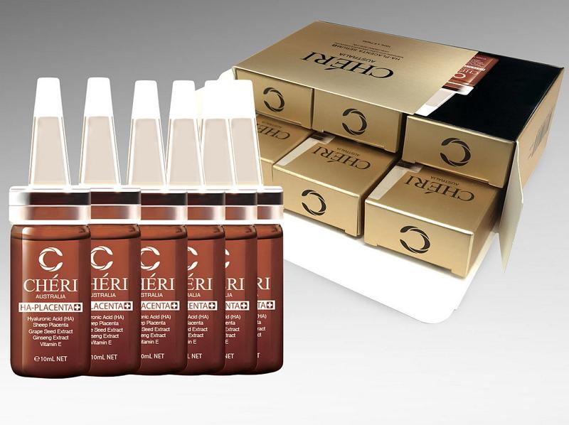 Cheri Ha Placenta Essence 10ml x 6 Ampoules - Anti-Aging Facial Serum for Glowing Skin | Hydrating & Rejuvenating Treatment for Day & Night Use