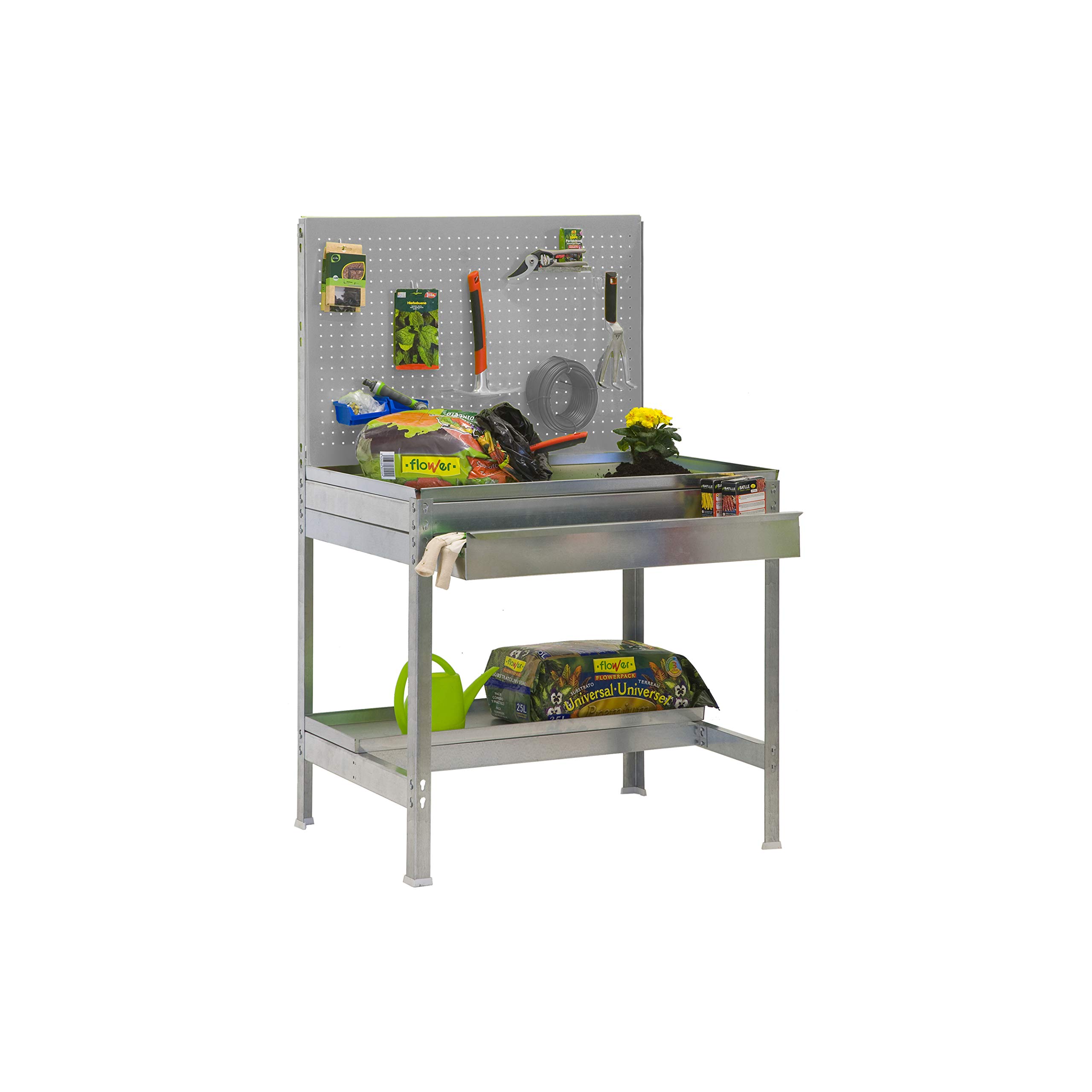 Simon Rack 1 Gardening Table, Tool Panel Organizer, Galvanized Steel (57x35x16 Inches) - Perfect for Backyard, Greenhouse & Garden Tool Storage