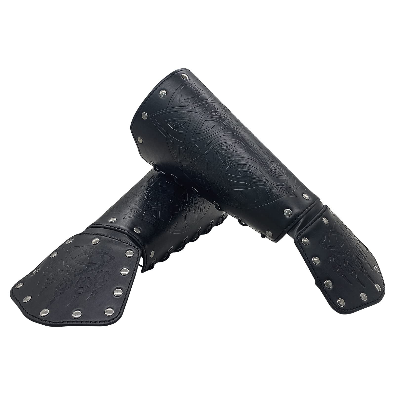 JAOYU Men's Leather Bracers - Medieval Arm Armor Cuffs & Viking Wristbands for Cosplay, LARP, Renaissance Fairs | Unisex Design for Men & Women | Perfect for Halloween Costumes, Historical Reenactments, and Fantasy Events