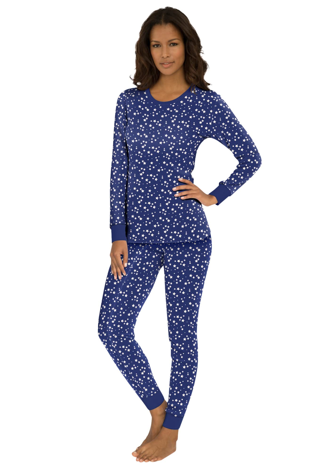 Women's Plus Size Thermal Waffle Long Sleeve Shirt - Soft Warm Winter Base Layer Top for Cold Weather, Layering & Outdoor Activities