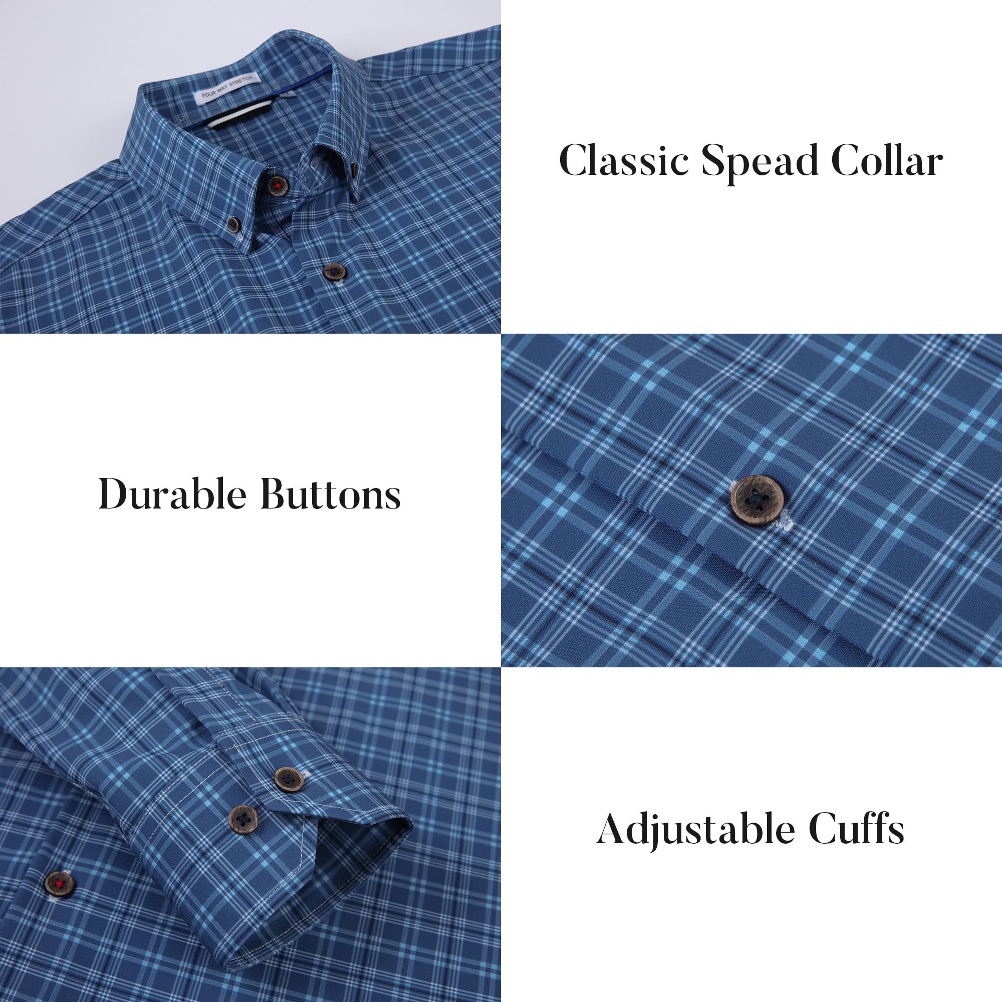 Esabel.C Men's Wrinkle-Free Dress Shirts | Button Down Long Sleeve Business Shirts | Regular Fit Printed Formal Shirt for Office, Interview & Professional Occasions