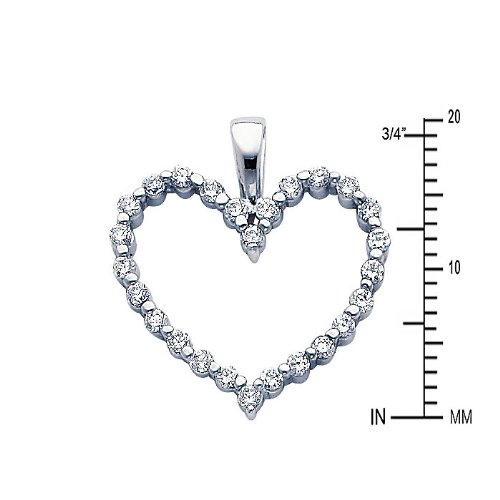 14K Real White Gold Open Heart CZ Pendant with 0.8mm Box Link Chain Necklace - Elegant Jewelry Gift for Women, Perfect for Valentine's Day, Anniversary & Special Occasions