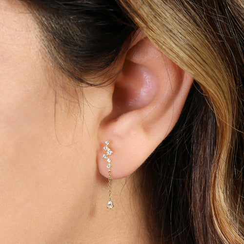 14K Yellow Gold Pear-Shaped CZ Dangle Stud Earrings for Women - Sparkling Clear Cubic Zirconia Jewelry - Perfect for Parties, Weddings & Everyday Elegance
