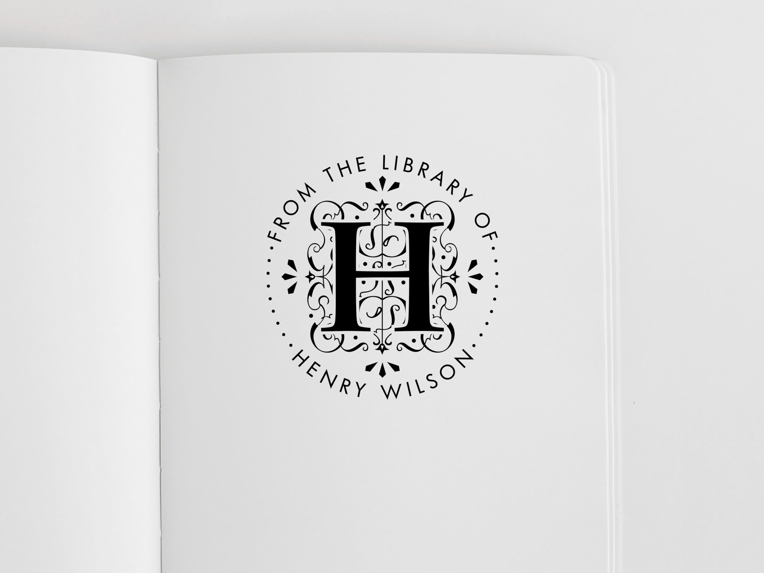 Custom Gothic Initial Book Embosser - Personalized Letter Embosser Stamp with Self-Inking - Vintage Library Stamp Gift for Book Lovers (1.5