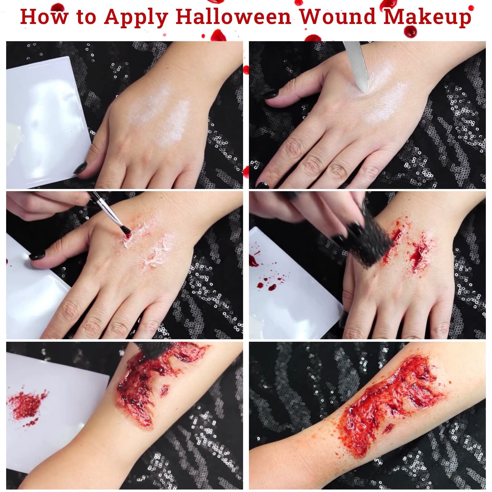 TOPJOWGA Fake Blood Gel - Halloween Special FX Makeup Kit with Sponge & Spatula for Scary Costumes