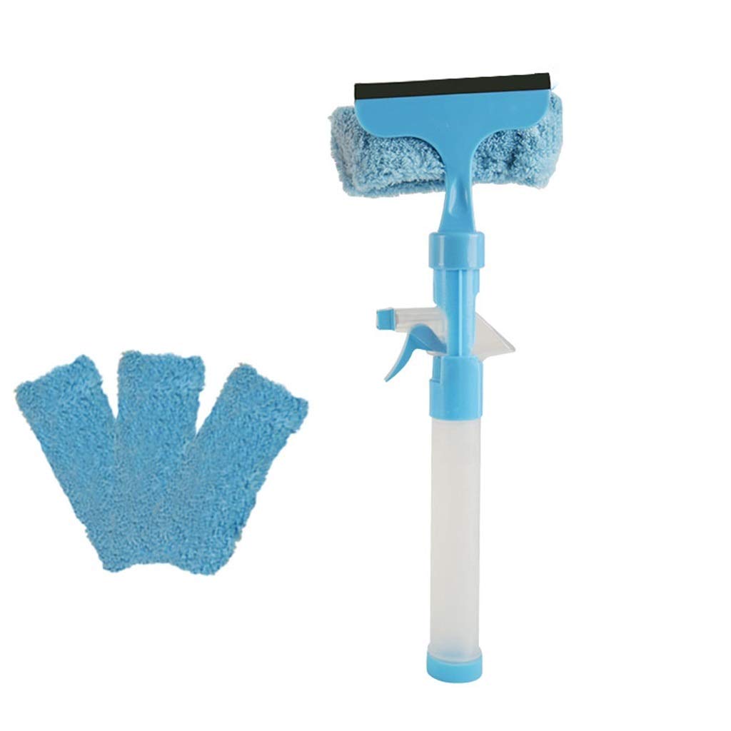 **Blue Shower Squeegee with Spray Head – Professional Microfiber Window & Glass Cleaner for Bathroom, Mirror, Car – Perfect for Streak-Free Cleaning & Quick Drying**