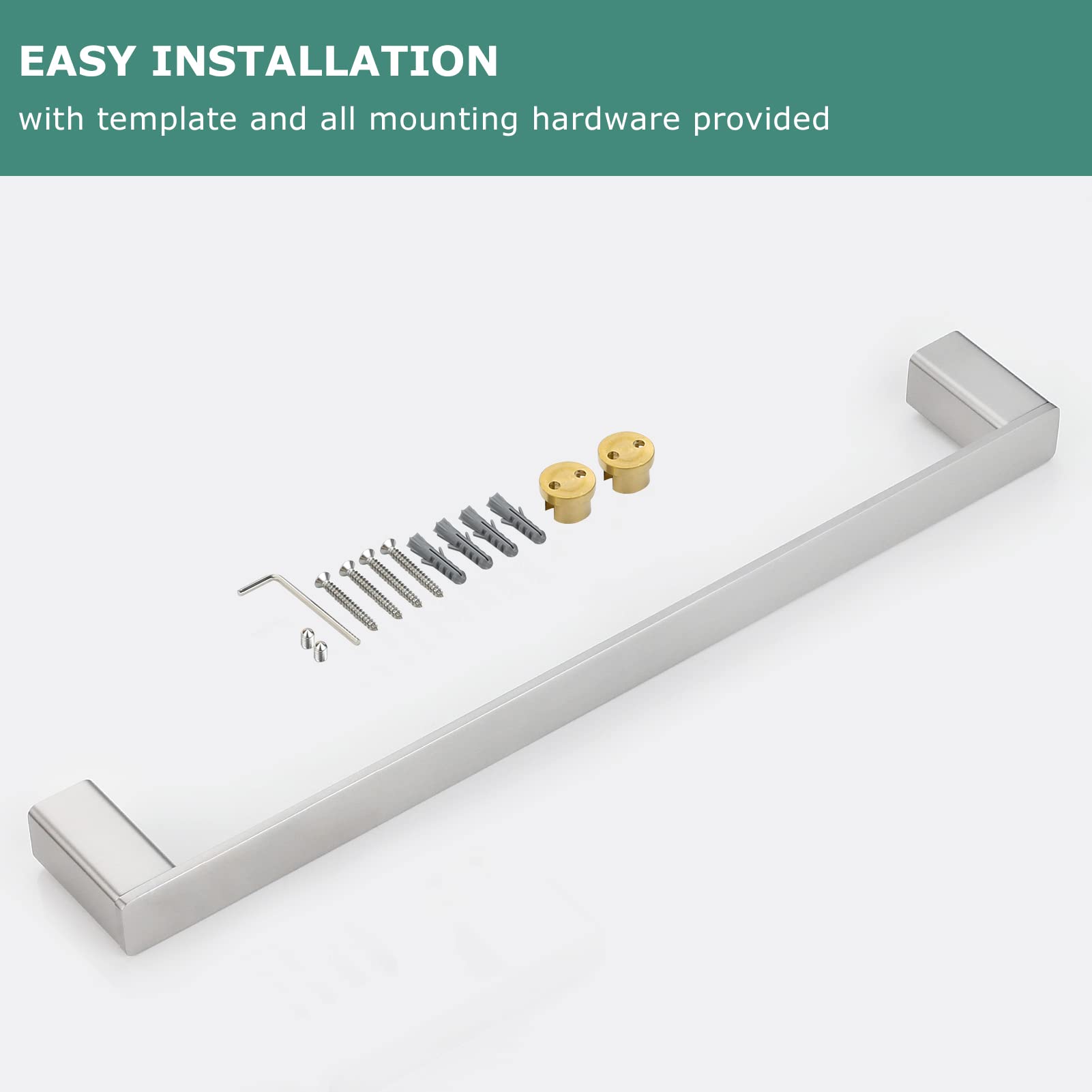 PARLOS 17 Inch All Brass Wall Mounted Towel Bar - Brushed Nickel Bathroom Towel Holder for Bath, Shower, Spa & Home Decor - Durable & Stylish Accessory