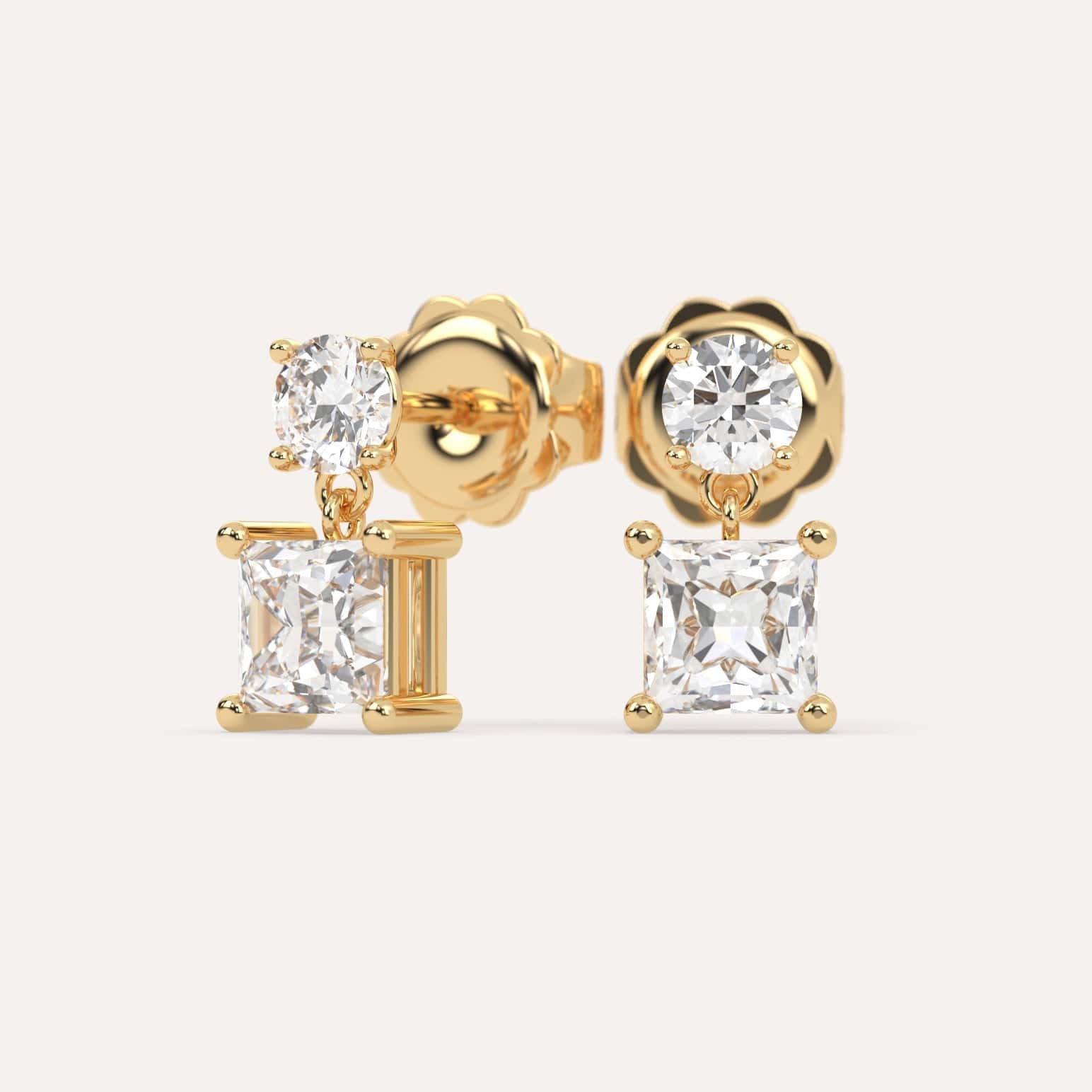 2 Carat Princess Cut Diamond Drop Earrings - Dangle Earrings for Women, Elegant Wedding Jewelry & Anniversary Gift (White Gold/Silver) - Perfect for Bridal, Party & Special Occasions