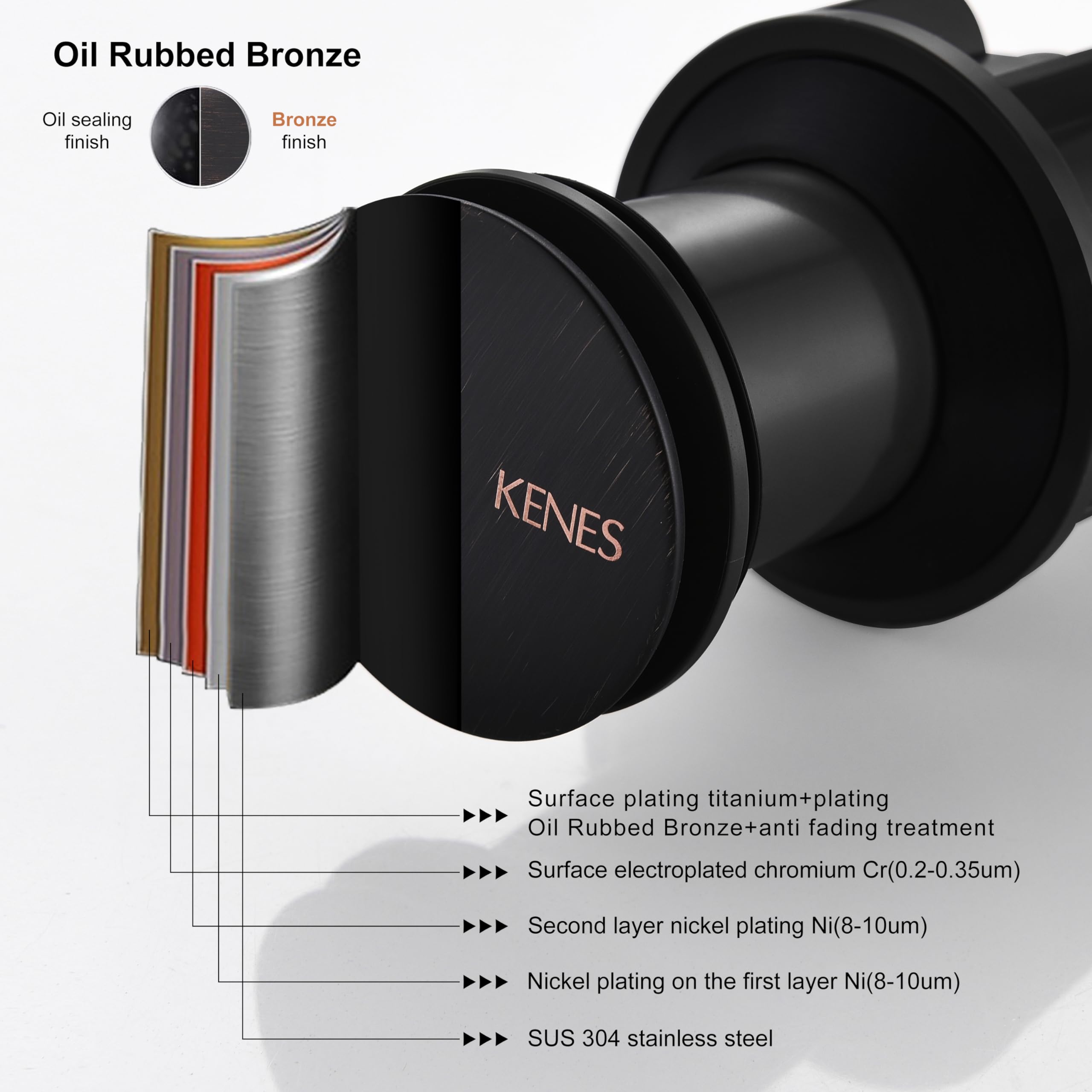Kenes Oil Rubbed Bronze Bathroom Vessel Sink Drain - Pop-Up Drain Stopper Without Overflow, Anti-Clog Drain Assembly for Vanity Faucets - Perfect for Modern Bathroom & Powder Room Upgrades