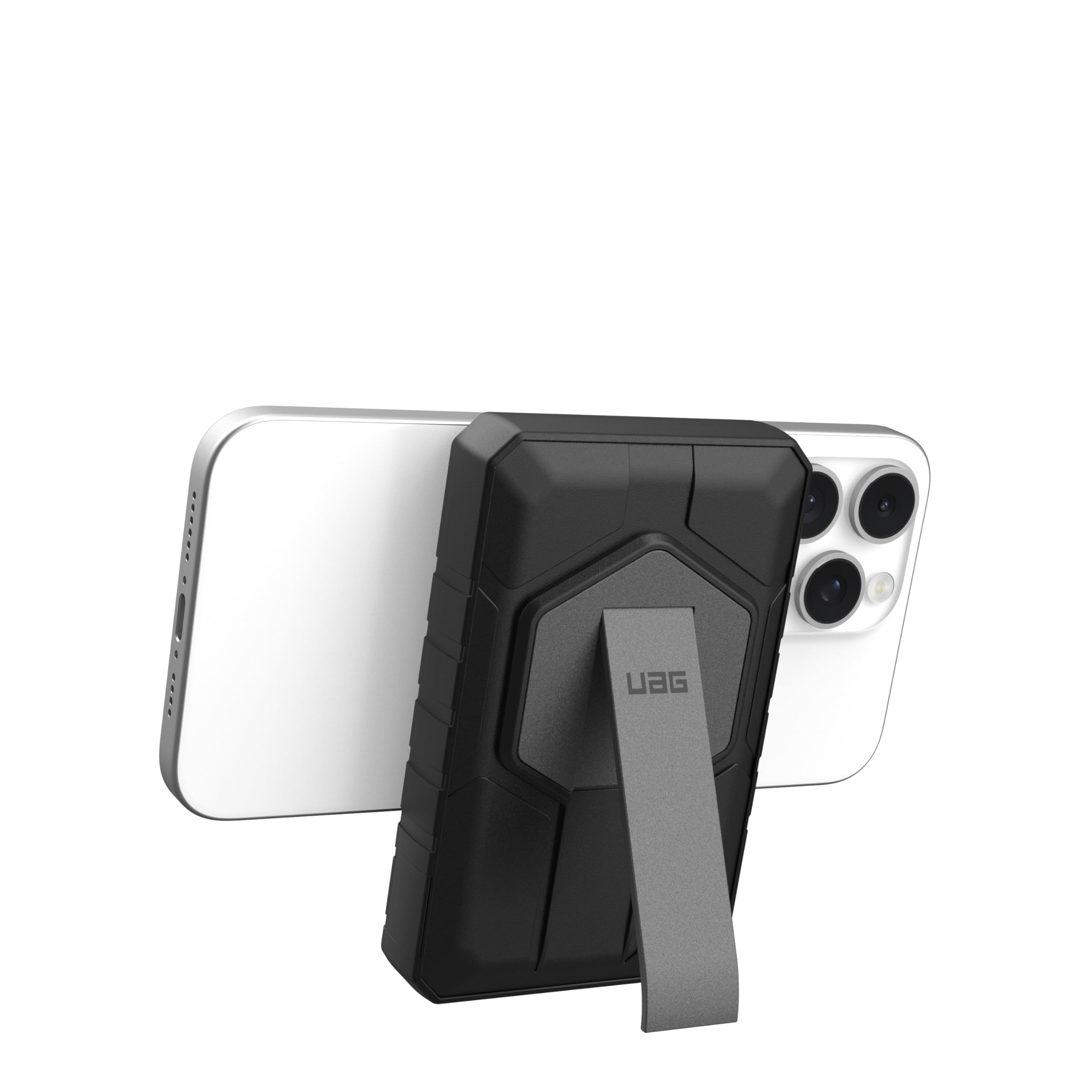 URBAN ARMOR GEAR UAG 10000mAh Magnetic Wireless Power Bank - 20W Fast Charging, 2-Port USB-C/USB, Portable Charger with Kickstand for iPhone 16, Galaxy S25 (Black/Grey) | Perfect for Travel, Camping & Emergency Power Backup