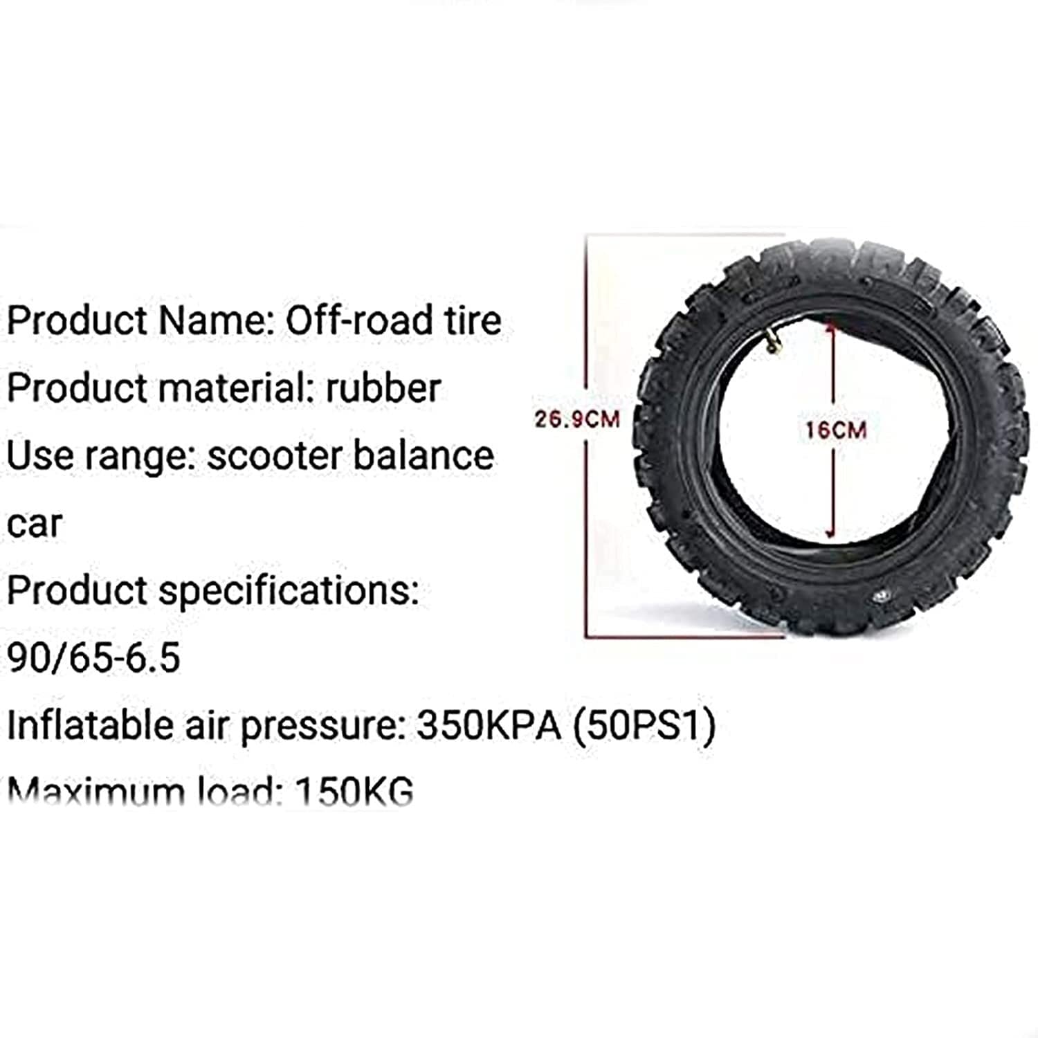 Premium 90/65-6.5 Electric Scooter Tires - Anti-Slip Rubber Tires with Inflatable Inner Tube - Durable & Wear-Resistant Replacement Tires for Electric Scooters & E-Bikes - Perfect for Commuting, Urban Travel & Outdoor Adventures