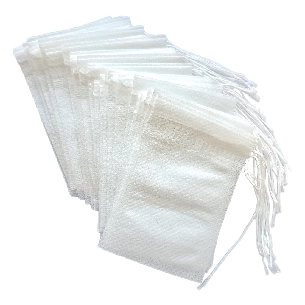 240 Unbleached Disposable Tea Bags with Drawstring - 1.97 x 2.75 Inch Empty Tea Filter Bags for Loose Leaf Tea & Coffee Brewing - Perfect for Home, Office, and Travel Use