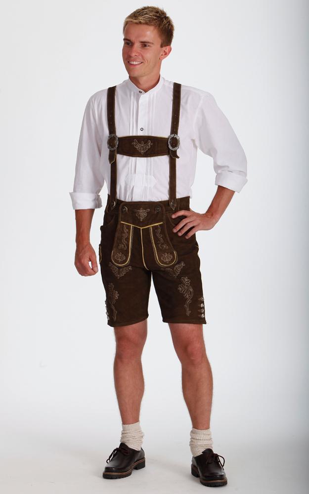 Alpen Schatz™ Men's Lederhosen Shorts - Authentic German Leather Shorts for Oktoberfest & Bavarian Festivals (No Suspenders) - Perfect for Costume Parties, Cultural Events & Beer Celebrations