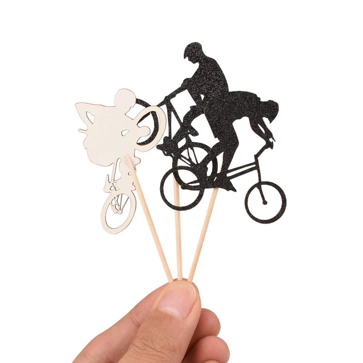 48 Pcs Glitter BMX Bicycle Cupcake Toppers - Bike Theme Cake Decorations for Birthday Parties, Baby Showers & Cycling Events - Edible Cupcake Picks for Dessert Decor