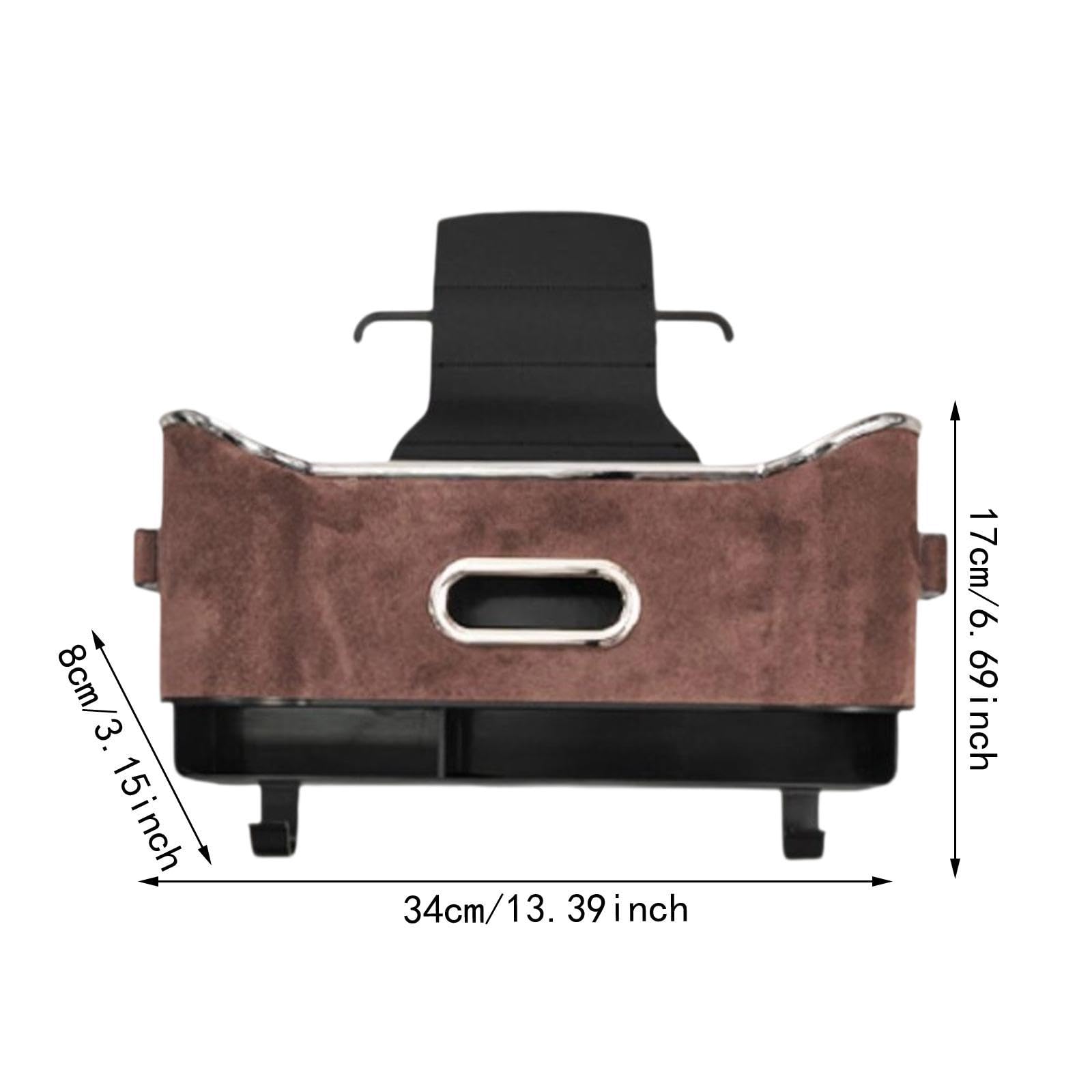 Premium Back Seat Organizer with Tissue Box & Cup Holders - Car Organizer for SUV, Truck, Van - Brown Leather Storage for Road Trips & Family Travel
