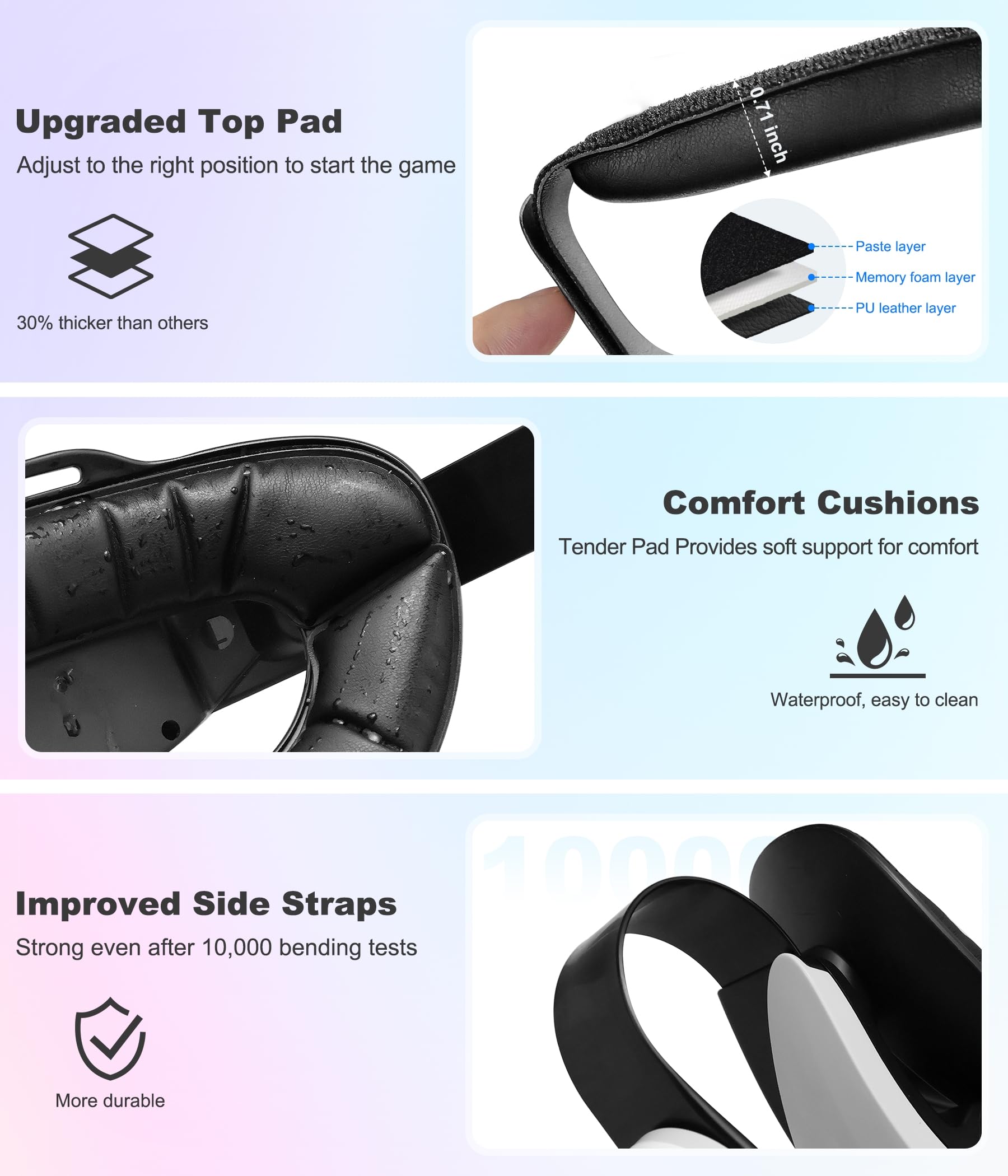 Meta Quest 2/Quest 3/Quest Pro Comfort Head Strap - Adjustable VR Headset Accessory with Soft Cushion for Enhanced Support & Pressure Relief | Perfect for Long Gaming Sessions & VR Experiences