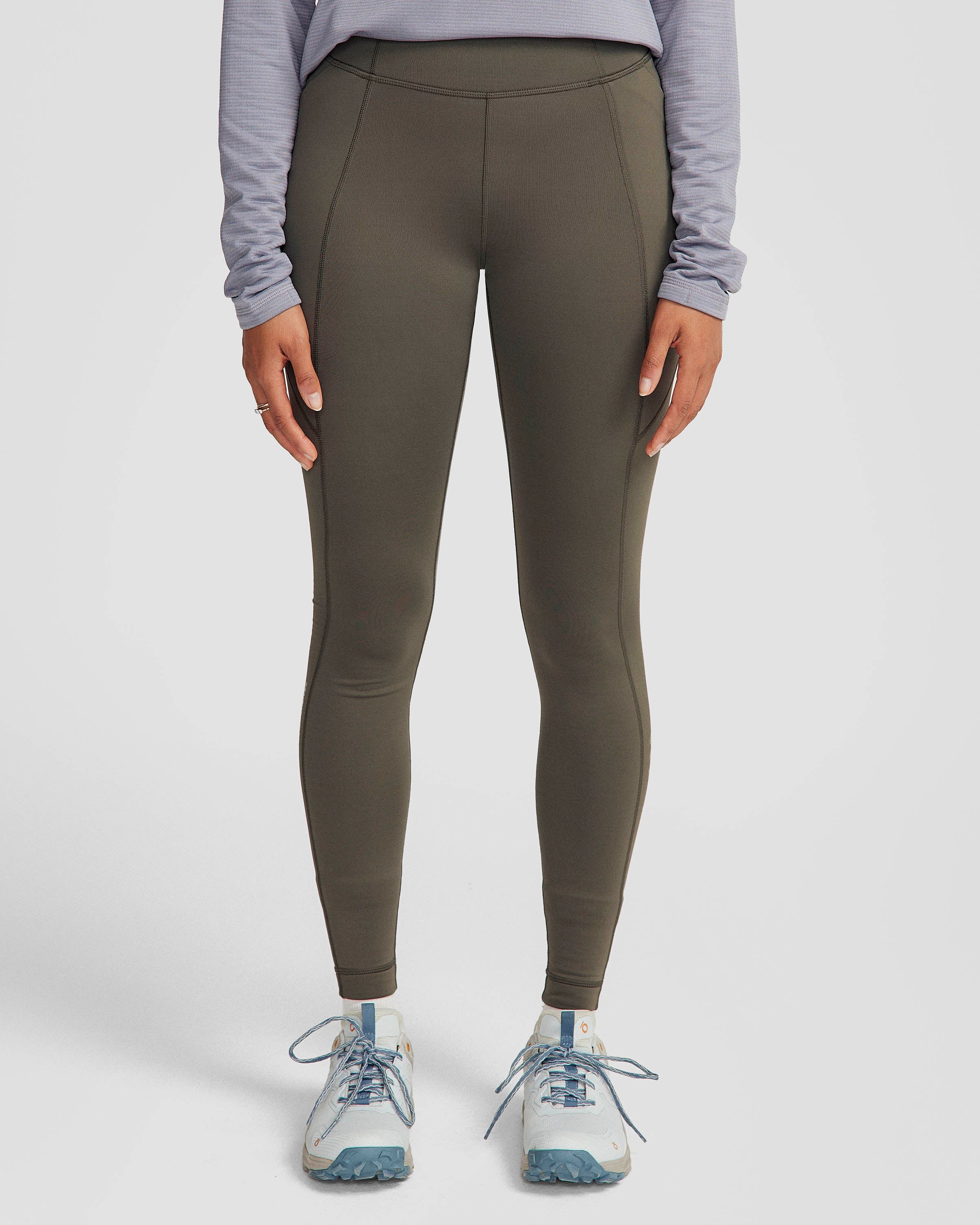 Women's Seeker Winter Leggings - Thermal Fleece Lined Tights for Cold Weather, Dark Moss Green - Perfect for Yoga, Running & Outdoor Activities