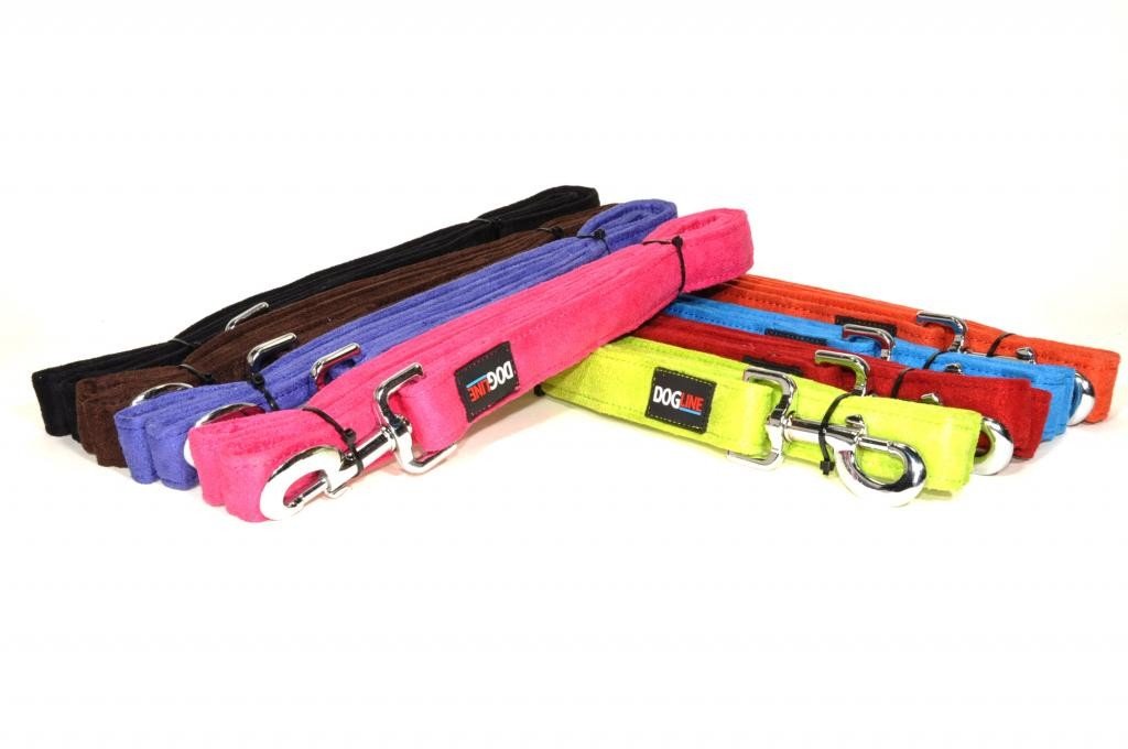 **Dogline Soft Padded Microfiber Flat Dog Collar & Leash Set - Adjustable (5/8