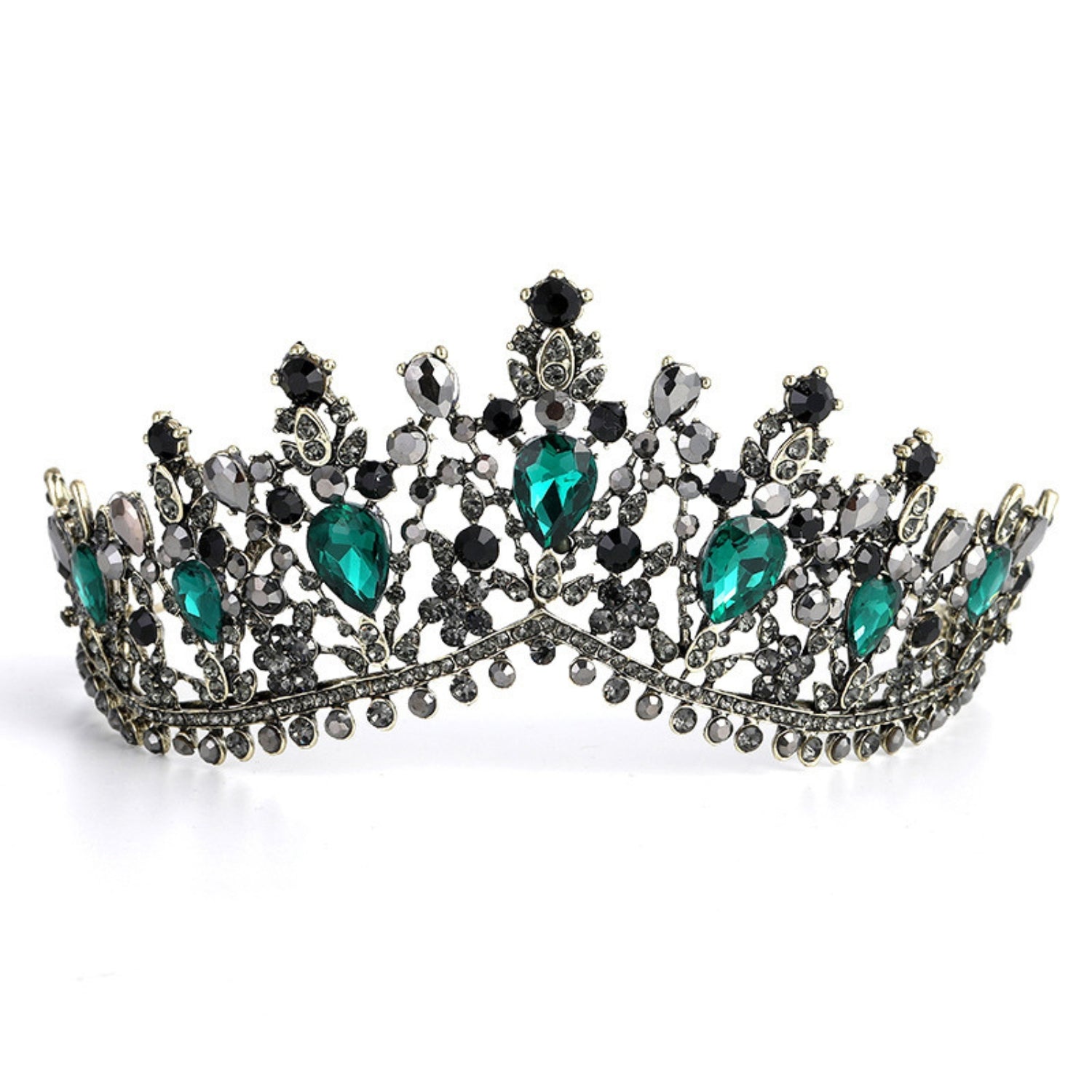 Elegant Baroque Crystal Tiara for Women - Emerald Green Rhinestone Queen Crown for Birthday, Wedding, Prom & Costume Parties | Perfect Bridal Accessory & Halloween Gift