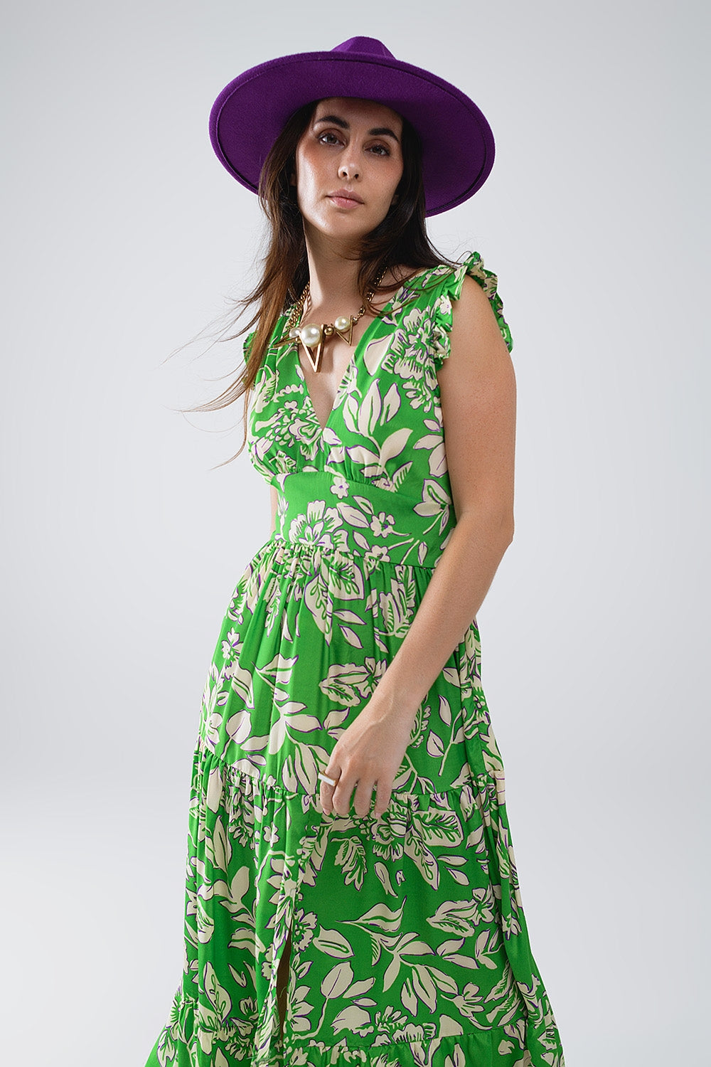 Elegant Floral Print Green Belted Long Robe for Women - Perfect for Spa, Loungewear, and Relaxing at Home