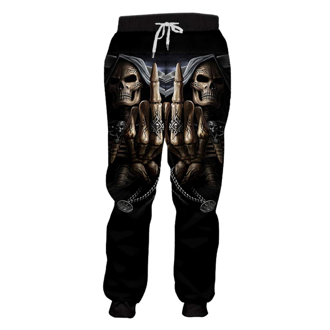 RWLOVE Men's Casual Sweatpants - Fashion 3D Skull Print Joggers & Harem Pants for Lounge, Streetwear, and Gym Workouts