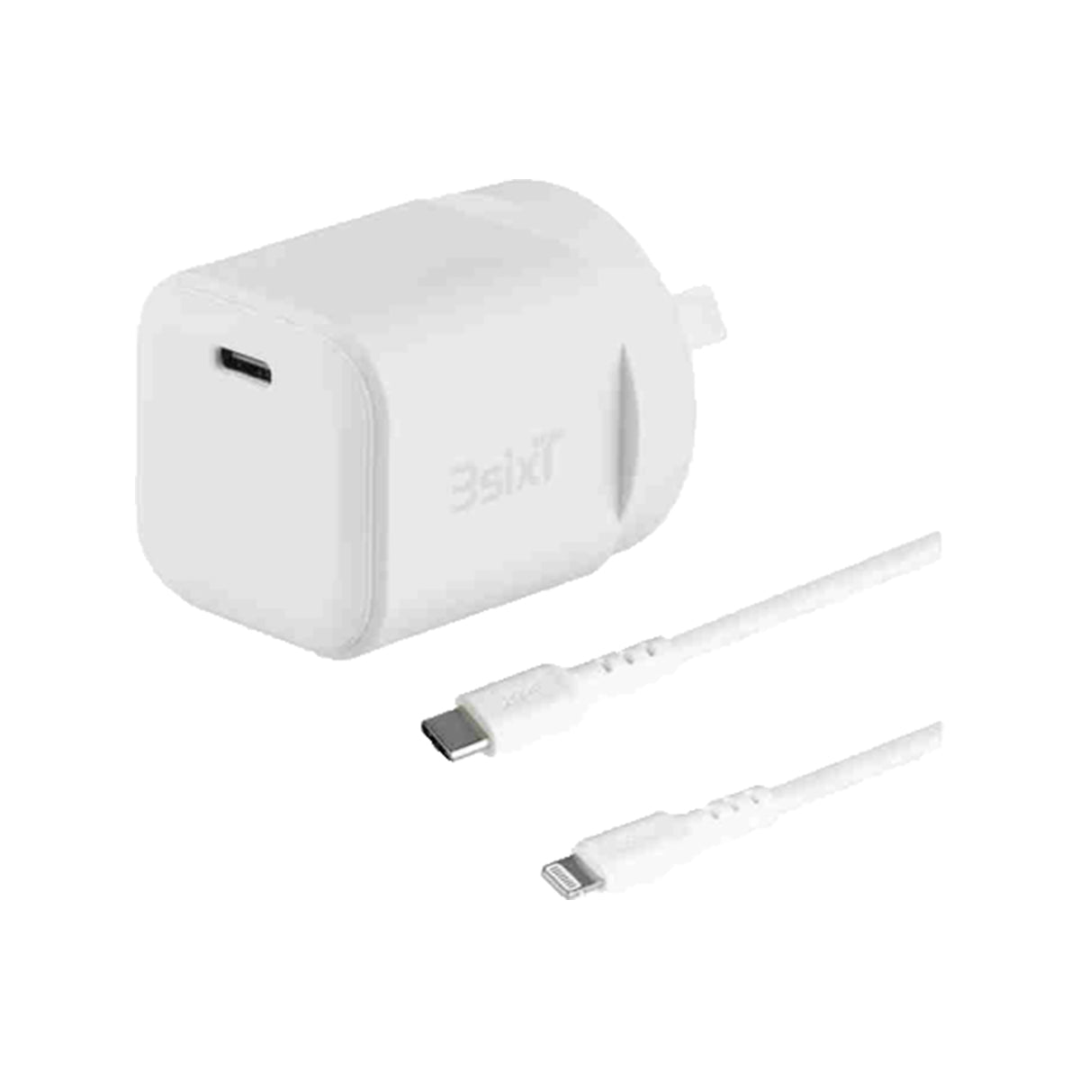 3sixT 20W GaN Wall Charger with USB C PD & USB C to Lightning Cable - Fast Charging for iPhone 14/13/12, iPad, Samsung Galaxy - Compact & Powerful for Home, Office, Travel
