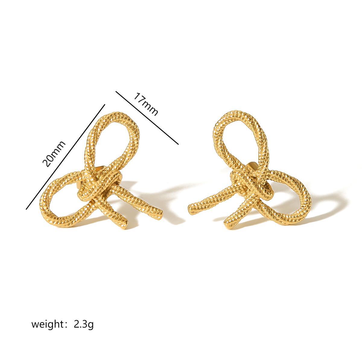 Mini Gold Bow Textured Knot Ribbon Stud Earrings for Women – Elegant Dainty Jewelry Gift for Bridesmaids, Valentine's Day & Special Occasions | D3043