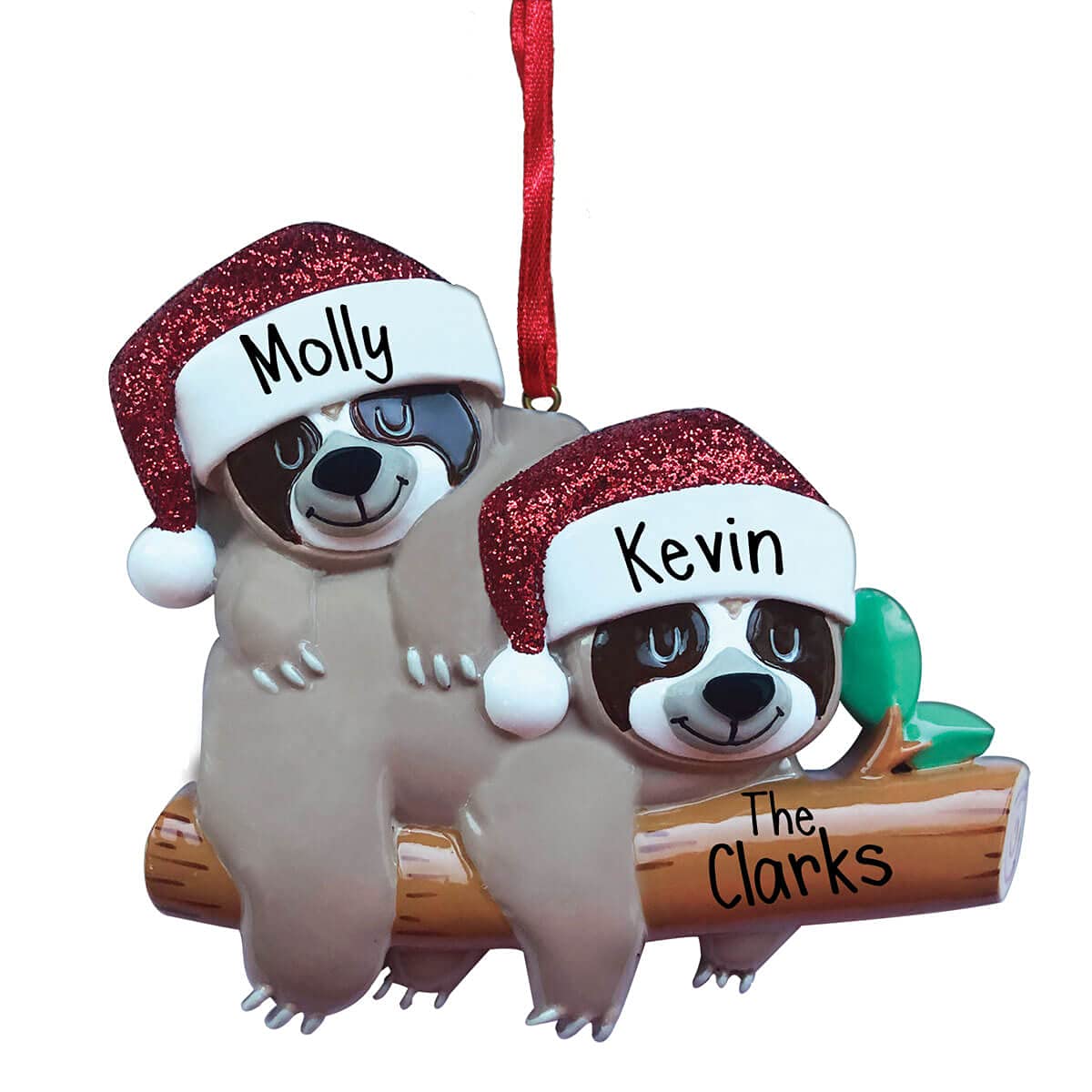 Personalized Sloth Couple Christmas Ornament - Custom Handwritten Gift for Slow & Cozy Families - Perfect for Holiday Tree Decor & Cozy Home Decor