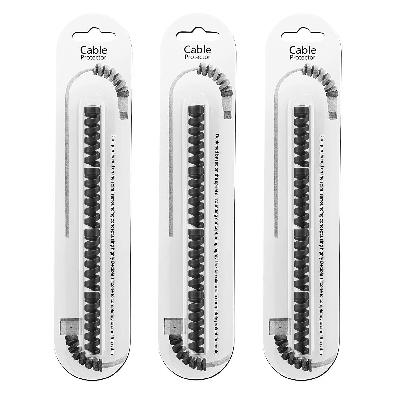 **Jetec 24-Pack Silicone Charger Cable Protectors - Flexible Spiral Wire Saver for USB, Headphones, Laptops, Earphones & Cell Phones - Durable Black Cable Wrap Accessories for Home, Office & Travel**