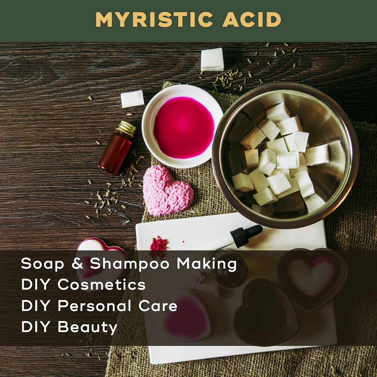 BRM Myristic Acid 500g for Soap, Shampoo & Cosmetics - DIY Skincare & Haircare