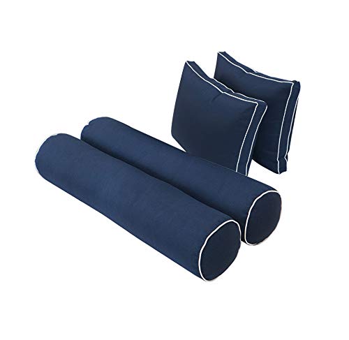 Prolinemax Style1 Full Size 5-Piece Outdoor Daybed Cushion Set with Contrast Piping - Waterproof Patio Furniture Cushions for Poolside, Garden & Backyard Relaxation