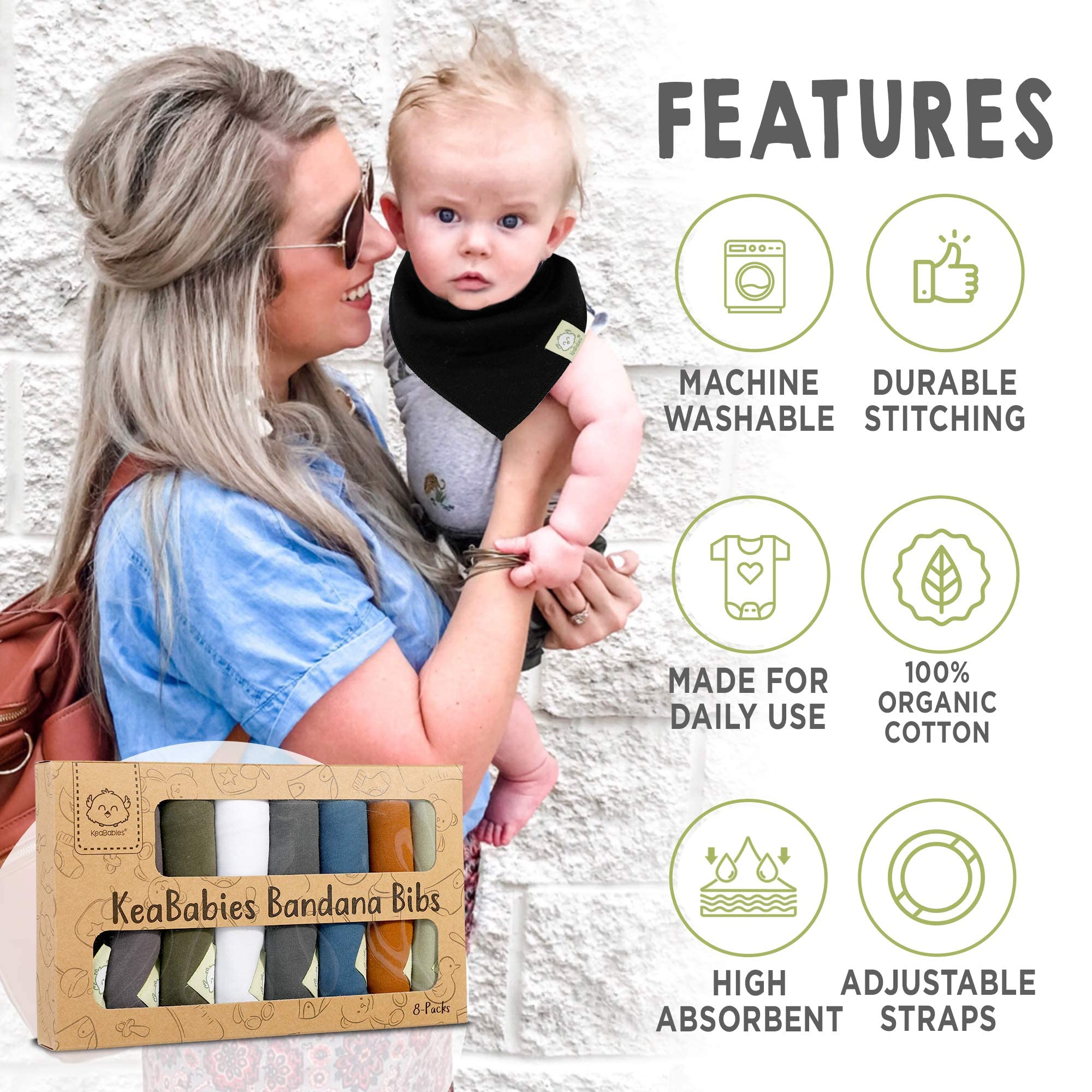 KeaBabies Diaper Backpack & Bandana Drool Bibs Set - Waterproof Baby Changing Bag with Super Absorbent Bibs for Newborns & Toddlers - Perfect for Daycare, Travel & On-the-Go Parents