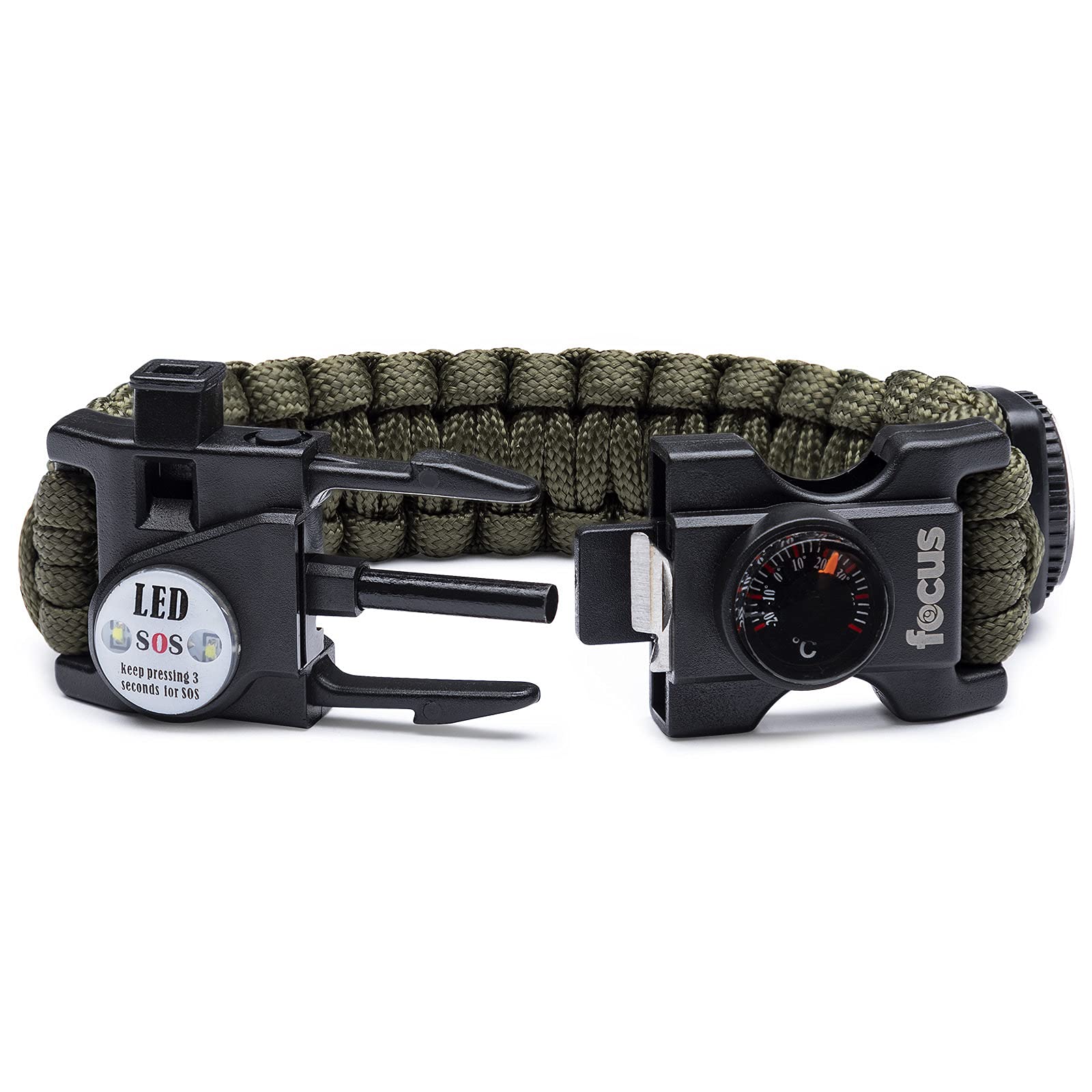 Drop Point Classic Utility Hunting Knife & Survival Multi-Tool Paracord Bracelet Set (2-Piece) - Perfect for Outdoor Adventures, Camping, Hiking, and Emergency Preparedness