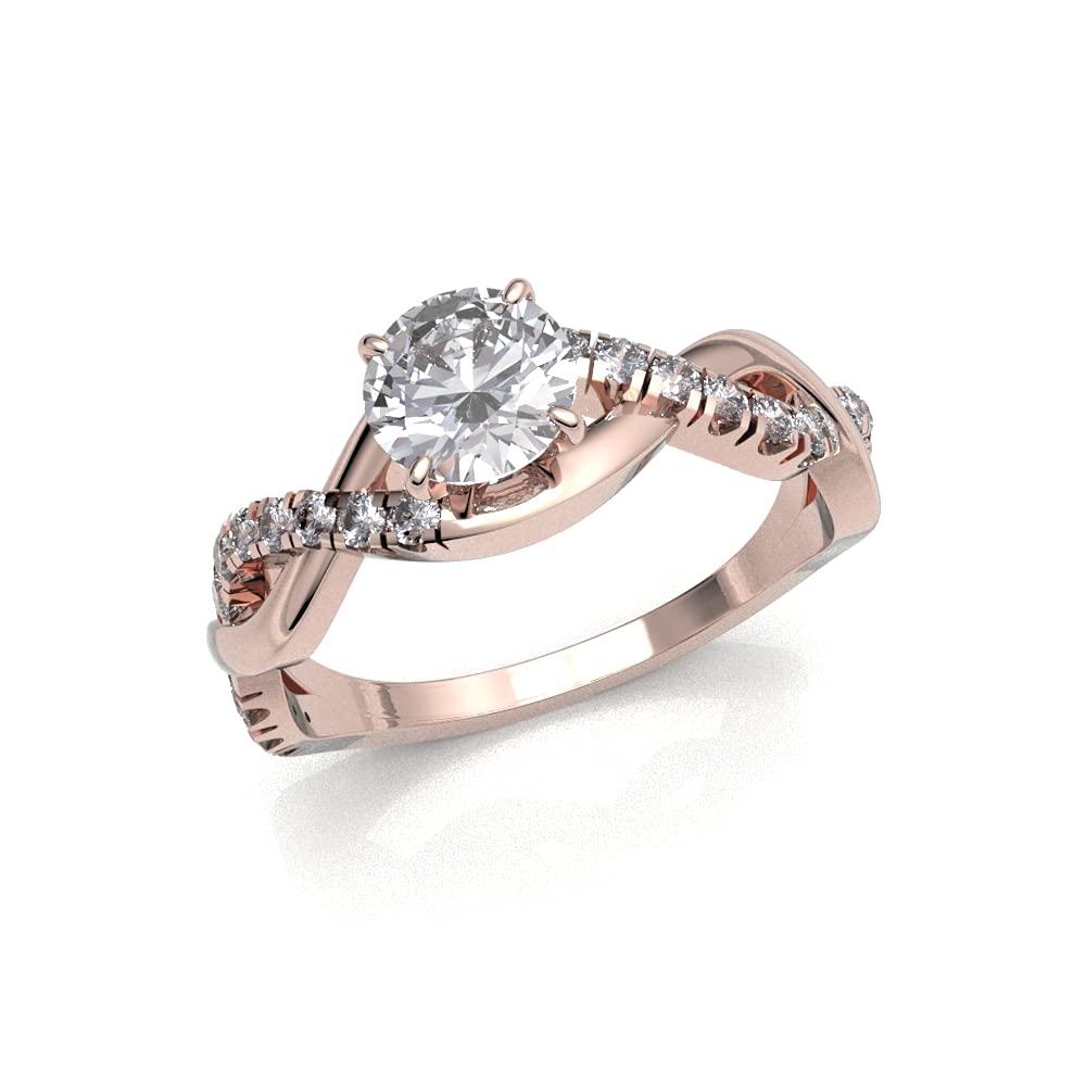 0.70 Carat Solitaire Diamond Engagement Ring 14K White Gold - 0.55ct Certified Center Diamond, Split Shank Setting, Infinity Wedding Band for Women (Color HI, Clarity I1/I2) - Perfect for Proposals, Anniversaries & Romantic Occasions