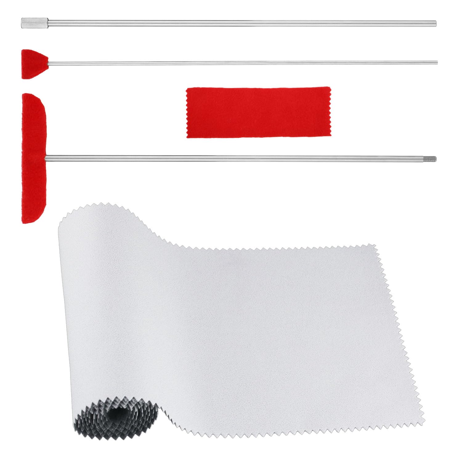 5-Piece Grand Piano Soundboard Cleaning Kit - Includes Large & Small Brush Heads, Extension Rod, Soft Fiber Polish Cloth & Dust Cover (White) | Professional Piano Maintenance Tools for Home & Concert Hall Use