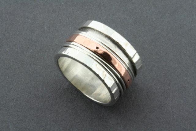 Vintage Copper & Silver Plated Multi Spinner Ring for Women - Adjustable Stackable Fashion Jewelry for Daily Wear, Meditation & Stress Relief